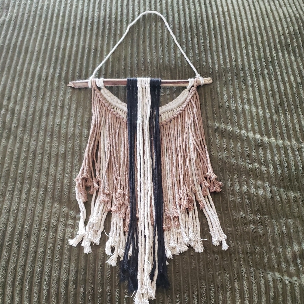 Bohemian Wall Hanging with Black and Mauve Accents